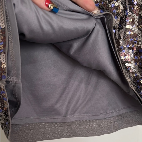 Express Silver Purple Sequin Mini Pencil Skirt - Picture 4 of 8